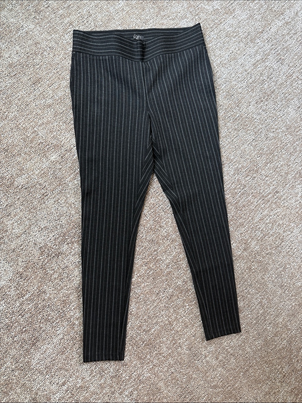 LOFT Black Pinstripe Slim Dress Pants
